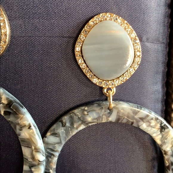 BaubleBar Earrings 2 Pair Resin Hoops Rhinestones - Picture 3 of 4